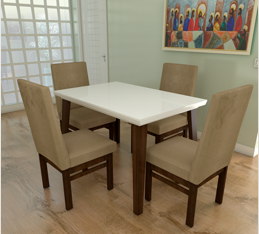 Mesa Vidro Berlim 1,20x80 c/ Pés c/ 4 cad. Berlim